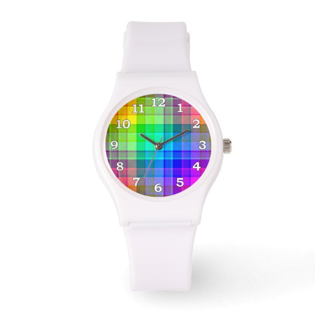 Montre Personnalisé Rainbow Plaid (Recto)