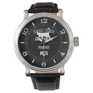Montre Personnalisé Vrai Hommes Aimer Chats Blanc Silhoue