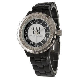 Montre personnalisée avec nœud noir et blanc