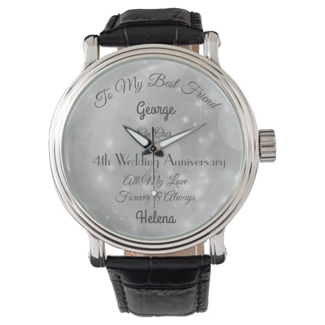 Montre personnalisée du 4e anniversaire du Mariage (devant)