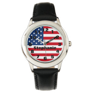 Montre personnalisée du drapeau américain de
