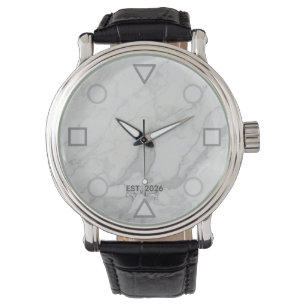 Montre Personnalisée Marbre Géométrique Moderne