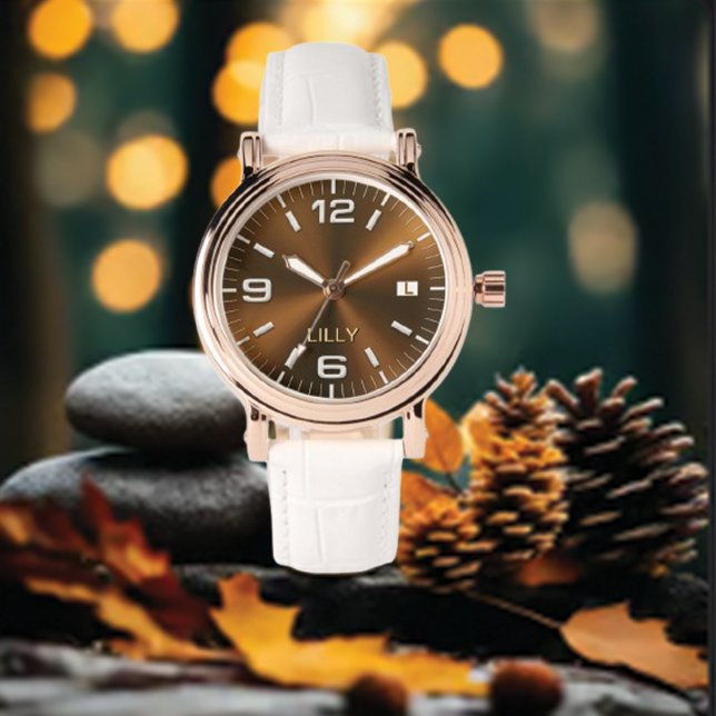 Montre Personnaliser Chic Monogramme Girly Gold Metal (Créateur téléchargé)