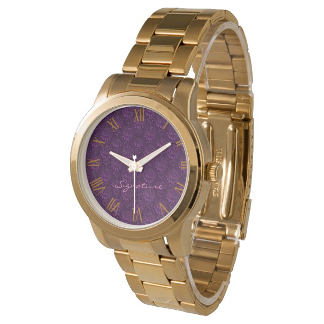 Montre Personnaliser de luxe Floral violet (Incliné)