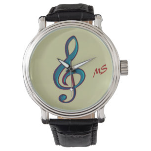 Montre personnaliser les initiales note musicale
