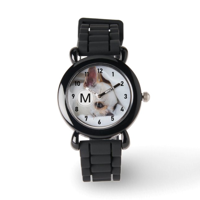 Montre Personnaliser Votre chien photo monogramme chiffre (Recto)