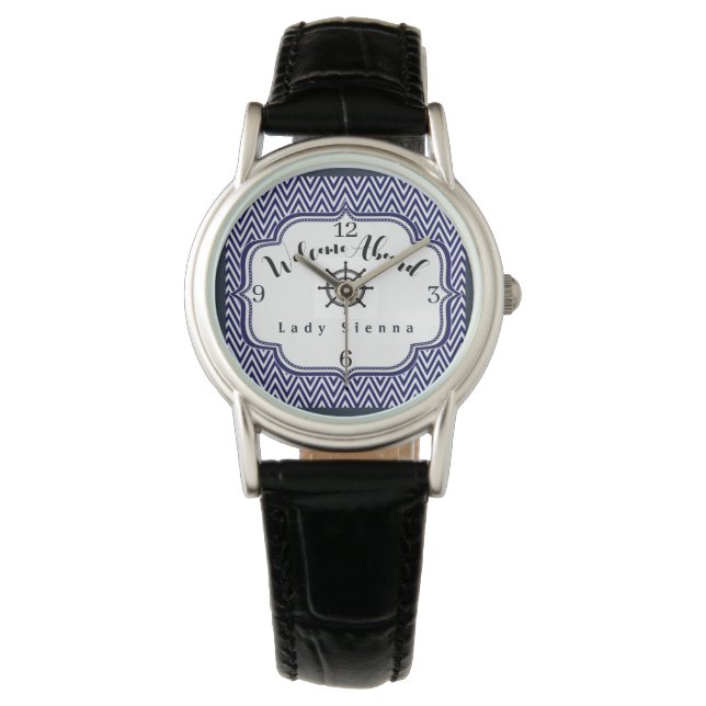 Montre Personnalisez Marine bleu et blanc avec roue de na (devant)