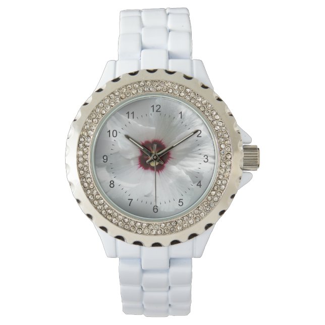 Montre pétales blancs éclatants (devant)