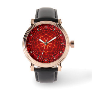 MONTRE PÉTALES DE FLEURS DE DAHLIA ROUGE