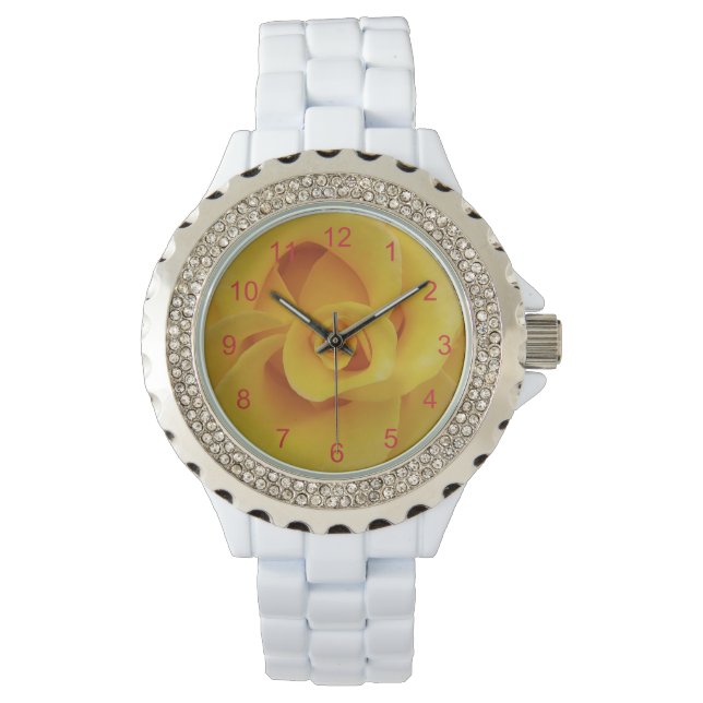 Montre Pétales romantiques de rose jaune (devant)