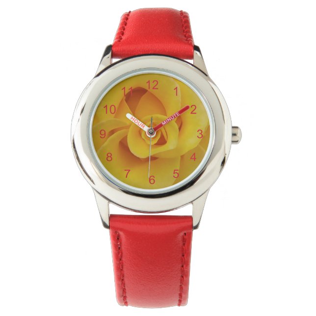Montre Pétales romantiques de rose jaune (devant)