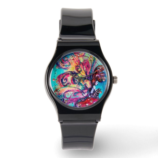 Montre Petit Elfe de Champignons / Pierres roses (Recto)