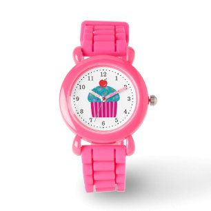 Montre Petit gâteau rose avec la turquoise givrant la