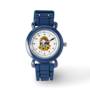 Montre Petite fille avec des tournesols