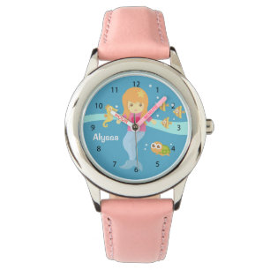 Montre Petite fille mignonne de sirène sous les animaux