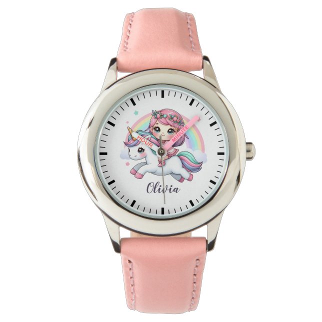 Montre Petite fille mignonne sur Unicorn (devant)
