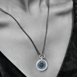 Montre Phases de la lune corail Étoiles Bleu