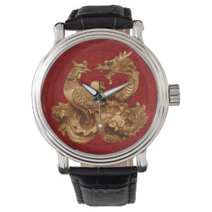 Montre Phoenix et Dragon - en rouge