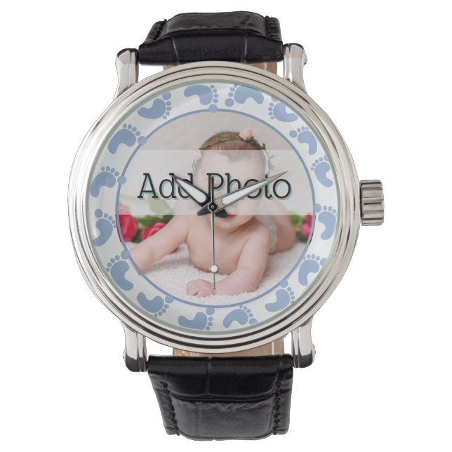 Montre Photo bébé garçon avec pieds bleus (devant)