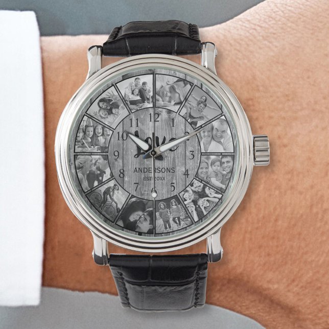 Montre Photo de Custom Collage Rustic Farmhouse Love Fami (Créateur téléchargé)