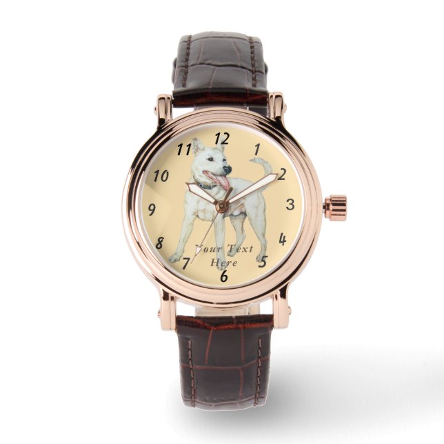 Montre photo d'origine d'un bulldog américain blanc (Recto)