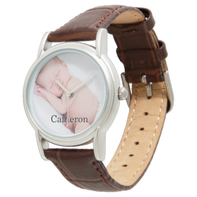 Montre Photo du bébé nouveau-né et nom (Incliné)