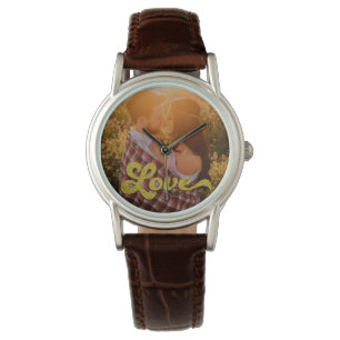 Montre Photo personnalisée avec superposition Gold Love