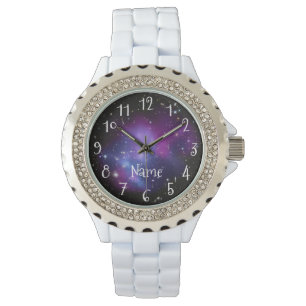 Montre Photo personnalisée de l'espace de galaxie violett