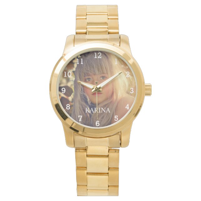 Montre Photo personnalisée Enfants Surveillance du nom de (devant)