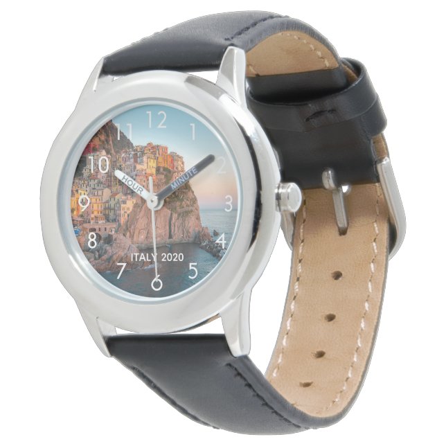 Montre Photo personnalisée Voyage famille vacances (Incliné)