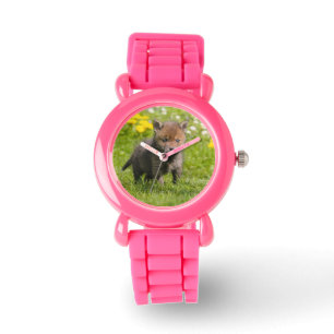 Montre Photo sauvage rouge pelucheuse mignonne Strapwatch