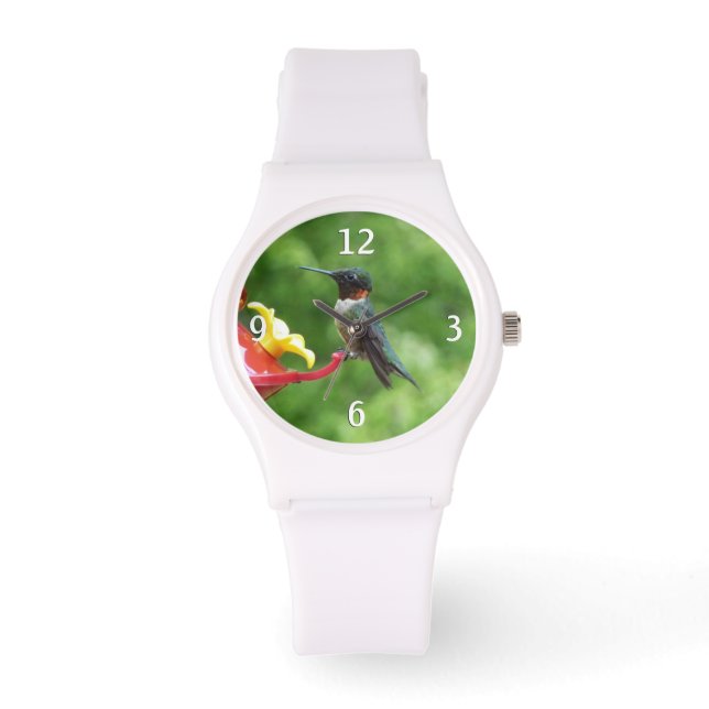 Montre Photographie d'oiseau de colibri à gorge rubis (Recto)