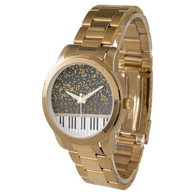 Montre Piano Keys Gold Pois Motif (Incliné)