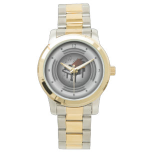 Montre Piano ~ Scroll musical ~ Haut-parleur en argent ~
