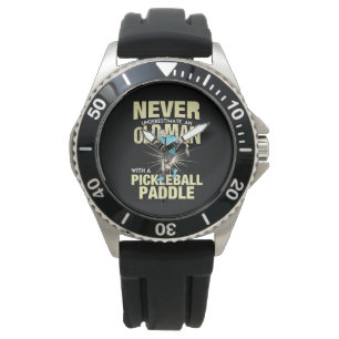 Montre Pickleball - Vieux Homme Avec Pickleball Paddle