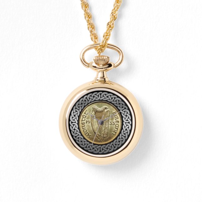 Montre Pièce de harpe irlandaise en argent Celtic Watch (Recto)