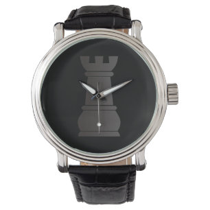 Montre Pièce d'échecs noire de roche