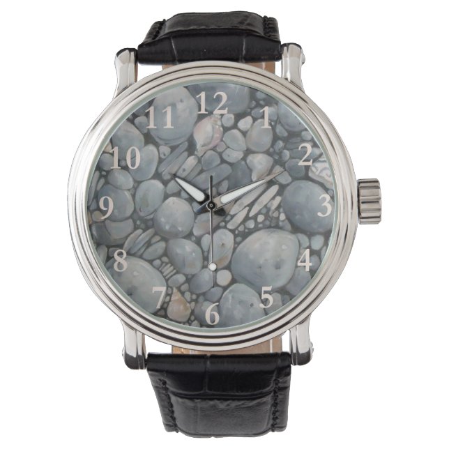 Montre Pierres de plage Coques Galets Rochers Peinture Ar (devant)