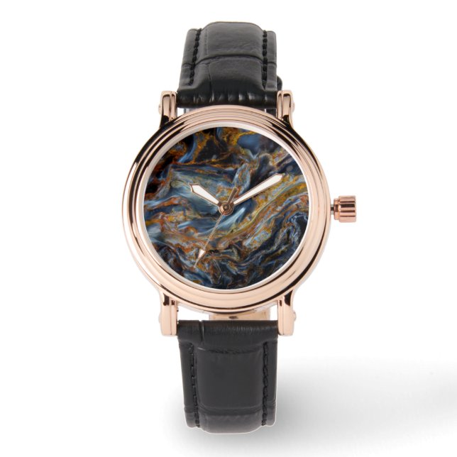 Montre Pietersite en mosaïque noire (Recto)