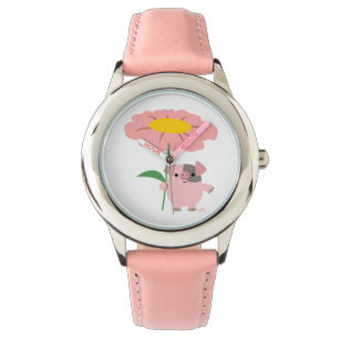 Montre Piglet Cartoon Cute Avec Cadeau (Rose)