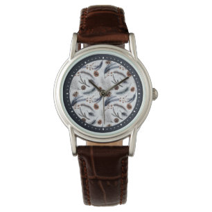 Montre Pine Cones & Pine Needles Aquarelles Motif