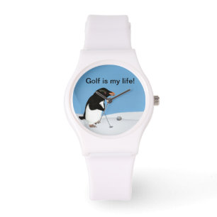 Montre Pingouin humoristique jouant au golf