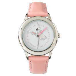 Montre Pink Ballerina Girl Nom personnalisé Dreams Watch