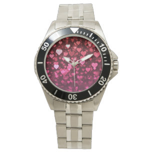 Montre Pink Bokeh Hearts papier peint Arrière - plan numé