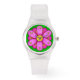 Montre Pink Daisy Flower on Green Beautiful (Front)