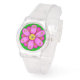 Montre Pink Daisy Flower on Green Beautiful (Angle)