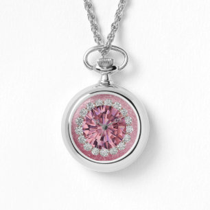 Montre Pink Faux Jewel Diamonds Silver Wraparound Watch