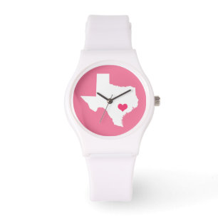 Montre Pink Heart Texas Home State