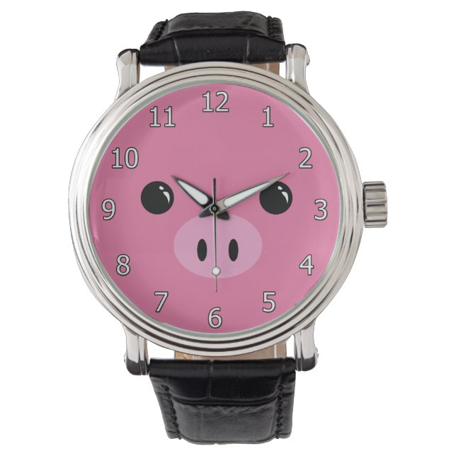 Montre Pink Piglet mignon Visage animal Design (devant)