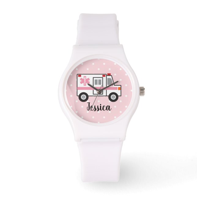 Montre Pink Polka Dot EMT ParamedWatch For Her (Recto)